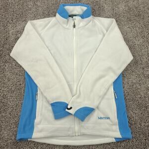 Marmot Polartec Fleece Jacket Womens M White Blue Full Zip Activewear